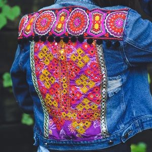 Handmade bohemian gypsy jean jacket